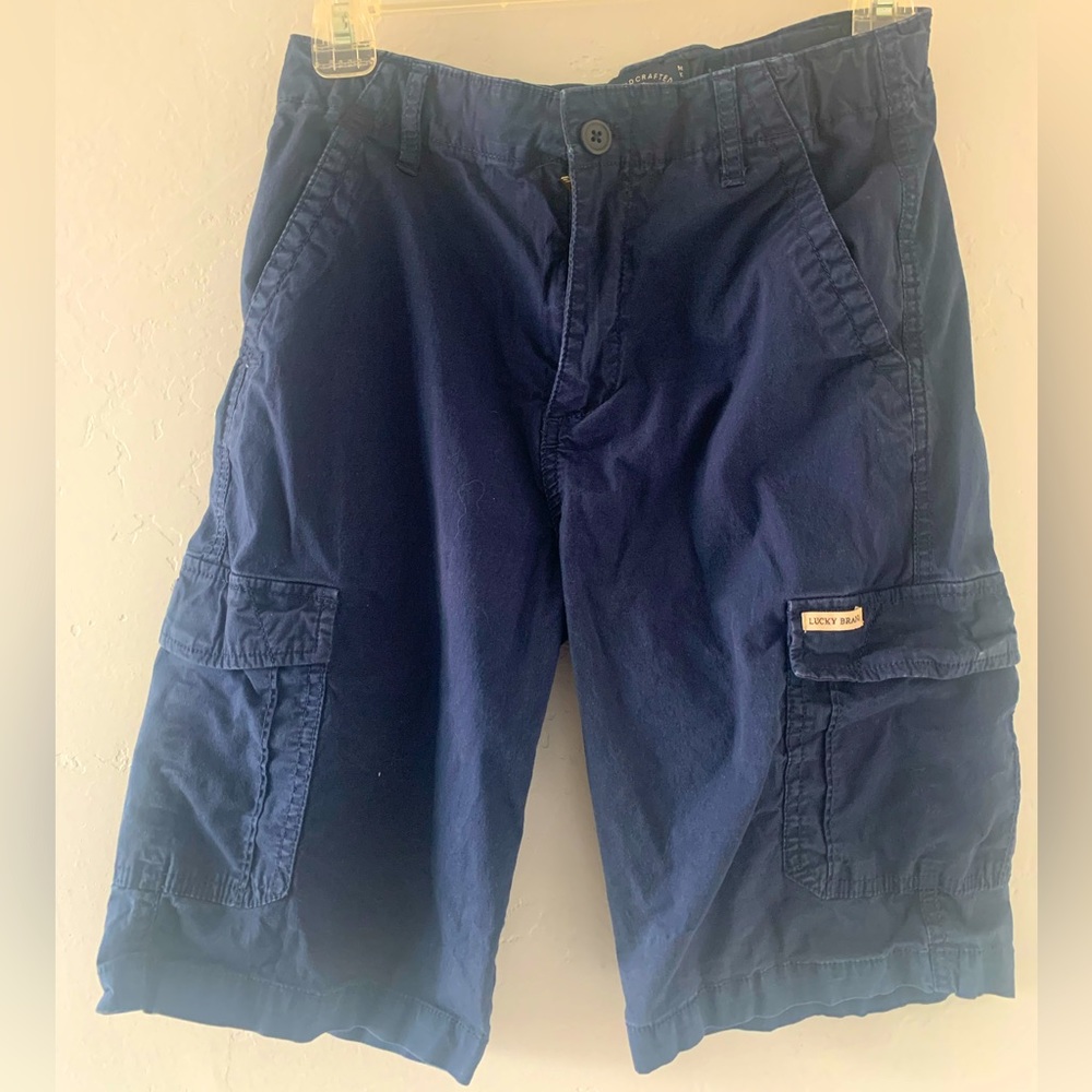 LUCKY BRAND Boys Cargo Shorts Adjustable Waist Pockets Cotton Youth Size L 14/16